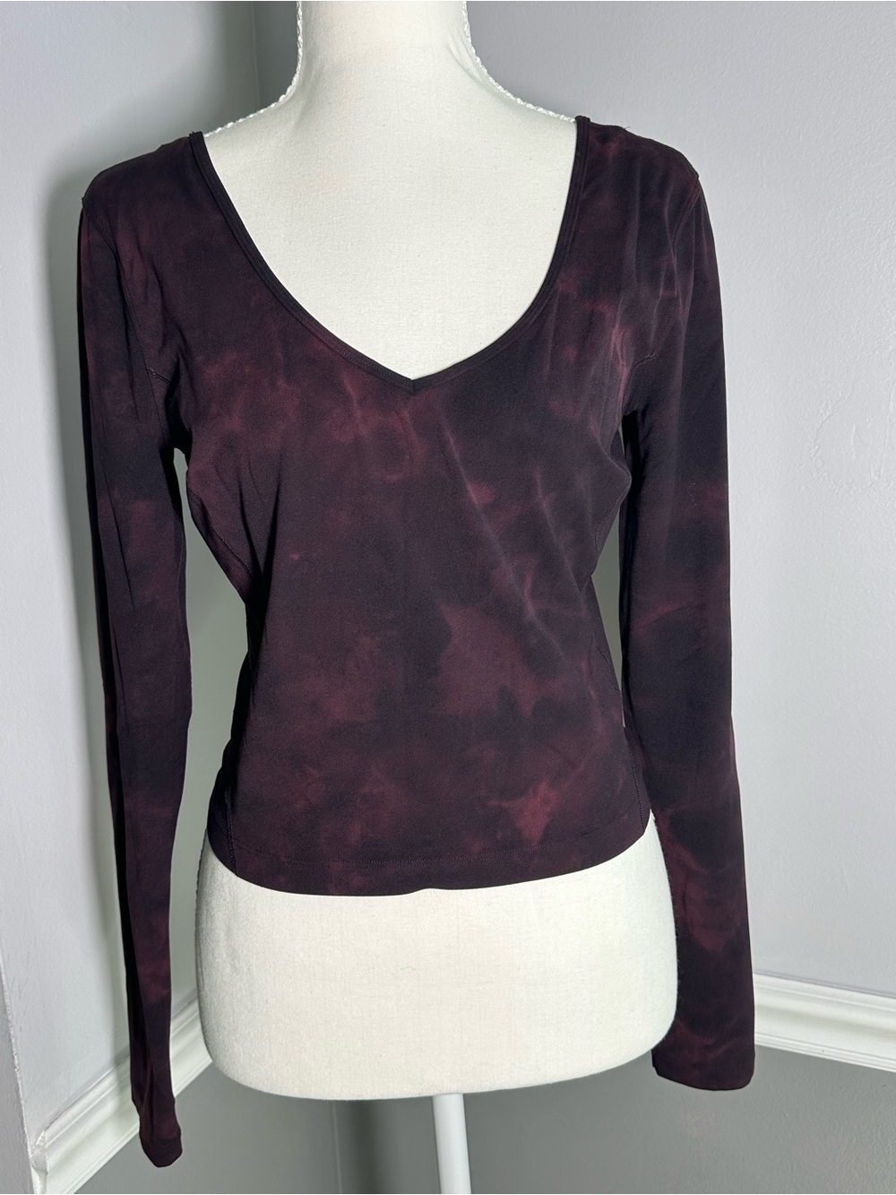 Lululemon Align Diamond Dye Long-Sleeve Shirt Burgundy & Black Size 8
